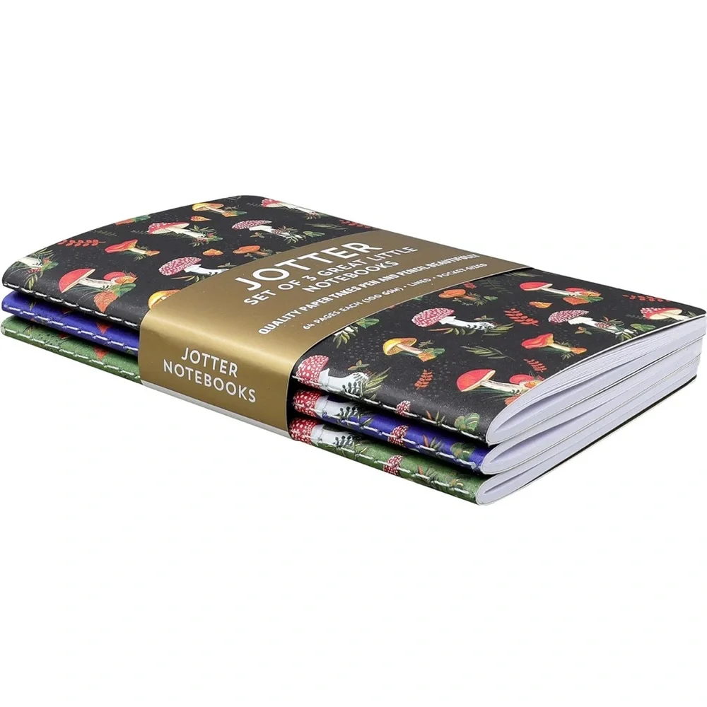Peter Pauper Press Mushrooms Jotter Notebooks (Set of 3), NWT
